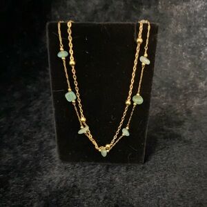 18K Gold Natural Jade Stone Anklet